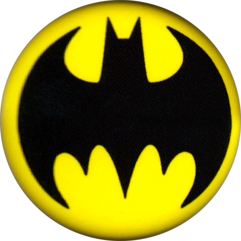 Pin-on Button - 1.25 Inch - Batman - Bat-Signal On Yellow