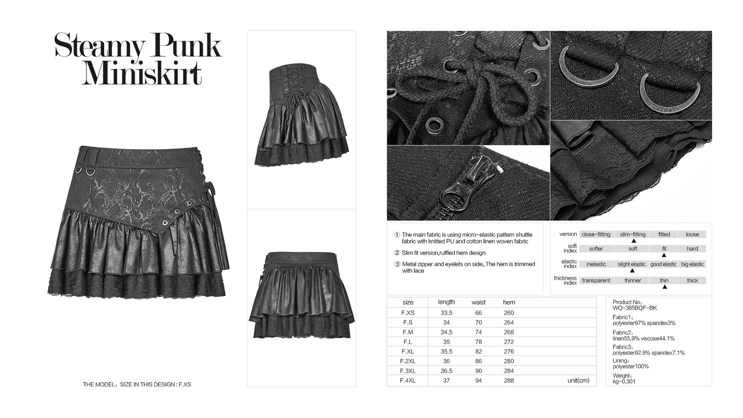 Steamy Punk Black Mini skirt