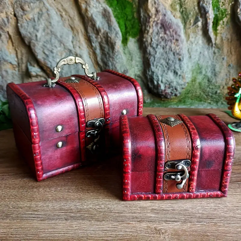 Vintage Wooden Box with Metal Lock