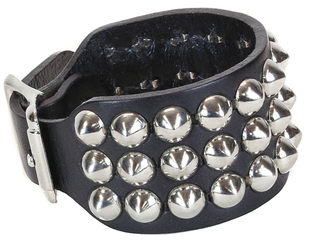 Buckle Bracelet with 3 Row Conical Studs