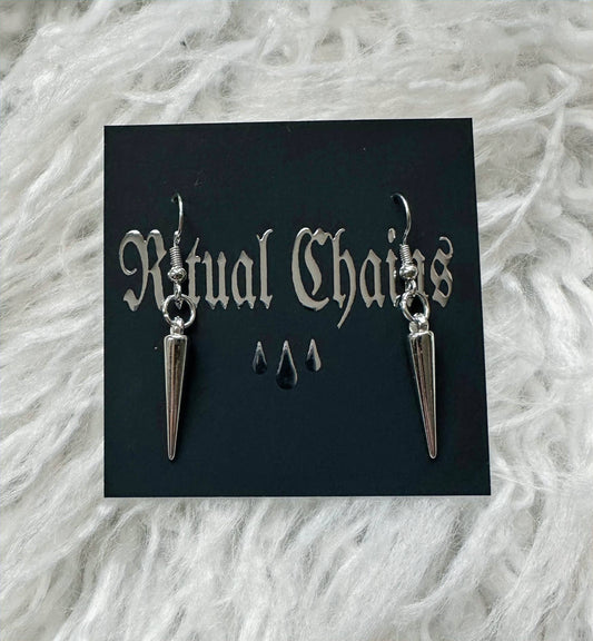Simple Silver Spike Earrings