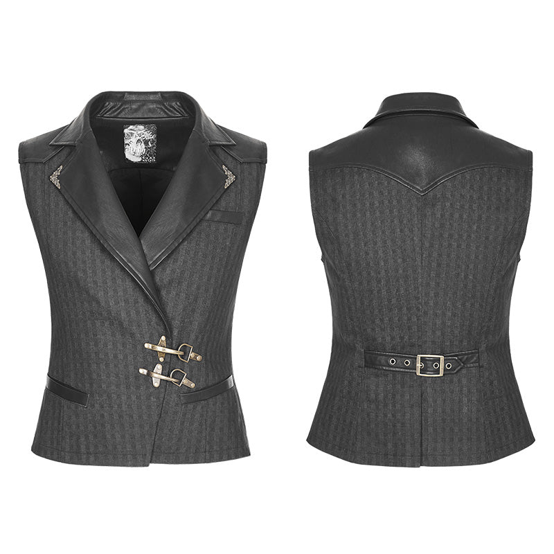 Steampunk Leather collar coffee Vest