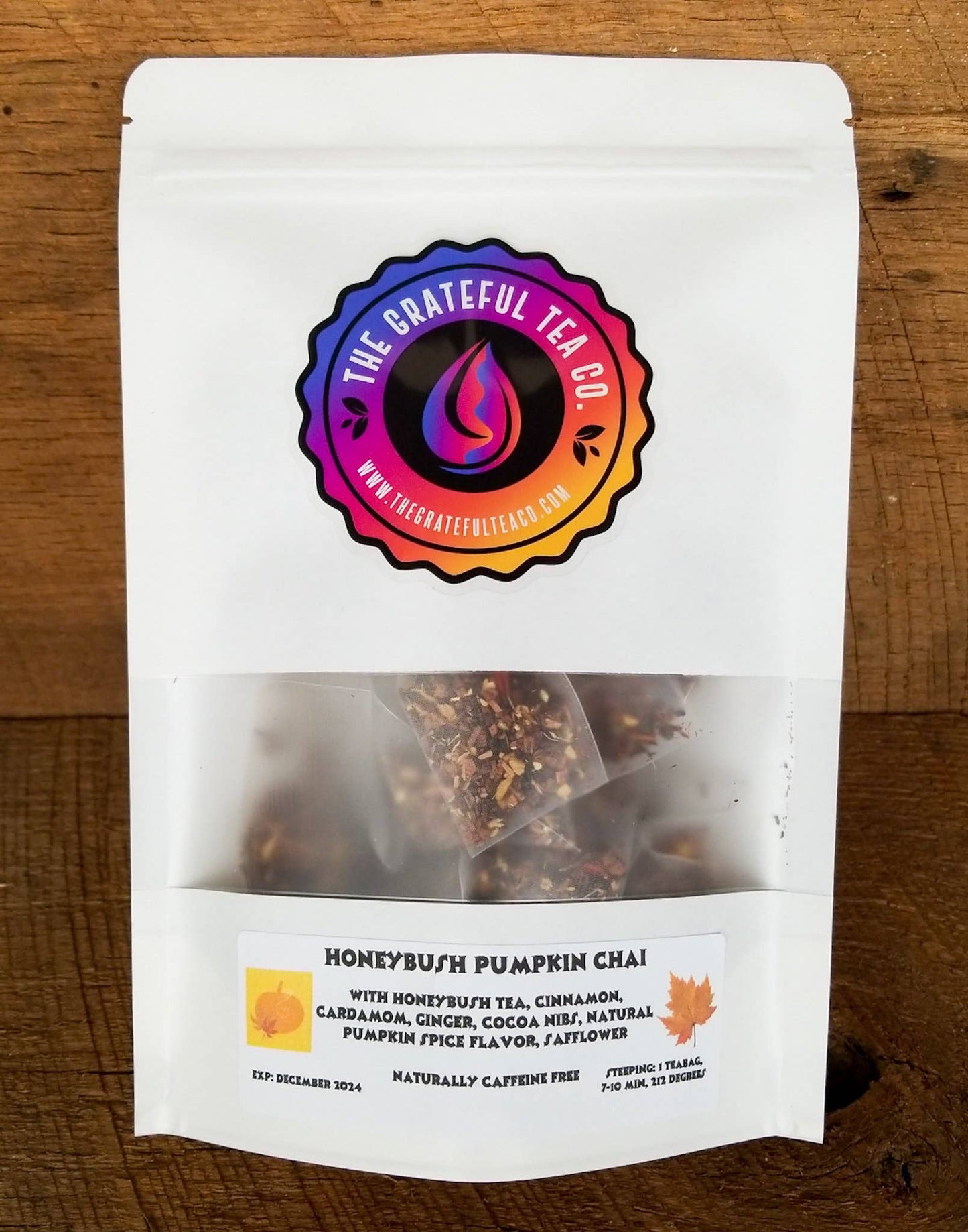 Gourmet Honeybush Pumpkin Chai, 15 Sachets, Naturally Caffei