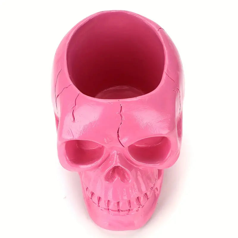 Pink Gothic Skull Pencil makeup holder