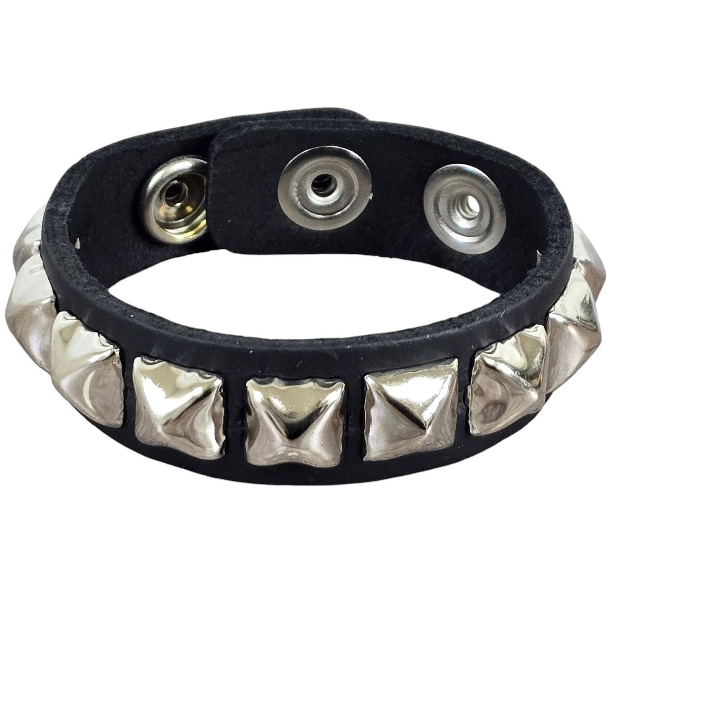 Pyramid Studded Leather Snap Bracelet