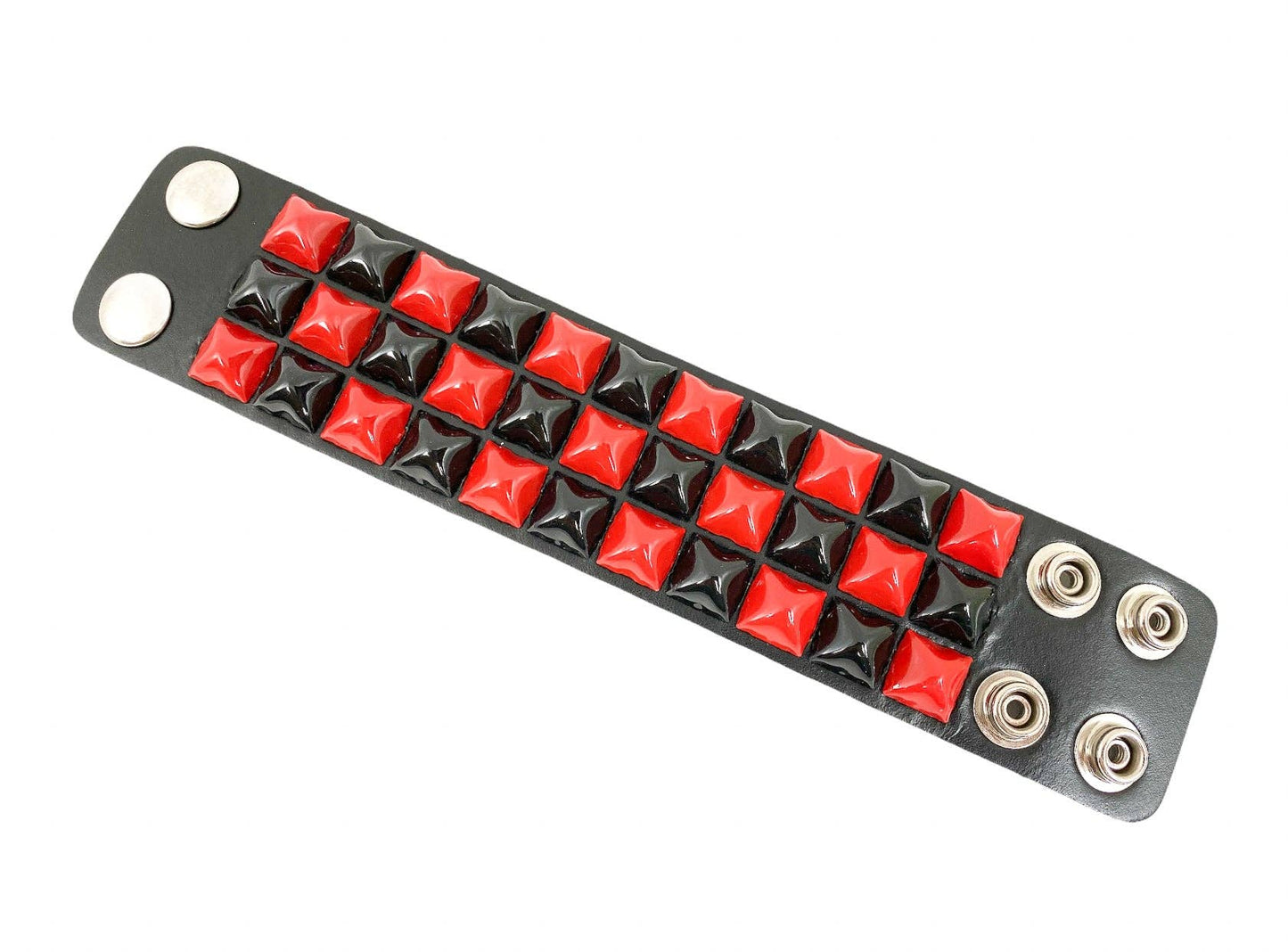 Checkered Studded Bracelet/ Red