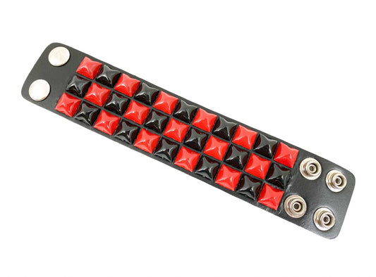 Checkered Studded Bracelet/ Red