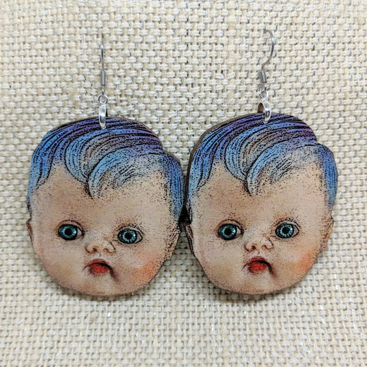 Creepy Baby Head Earrings.