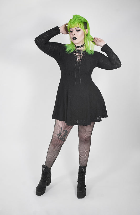 Punk Mystery Oversize Long Sleeve V neck Dress