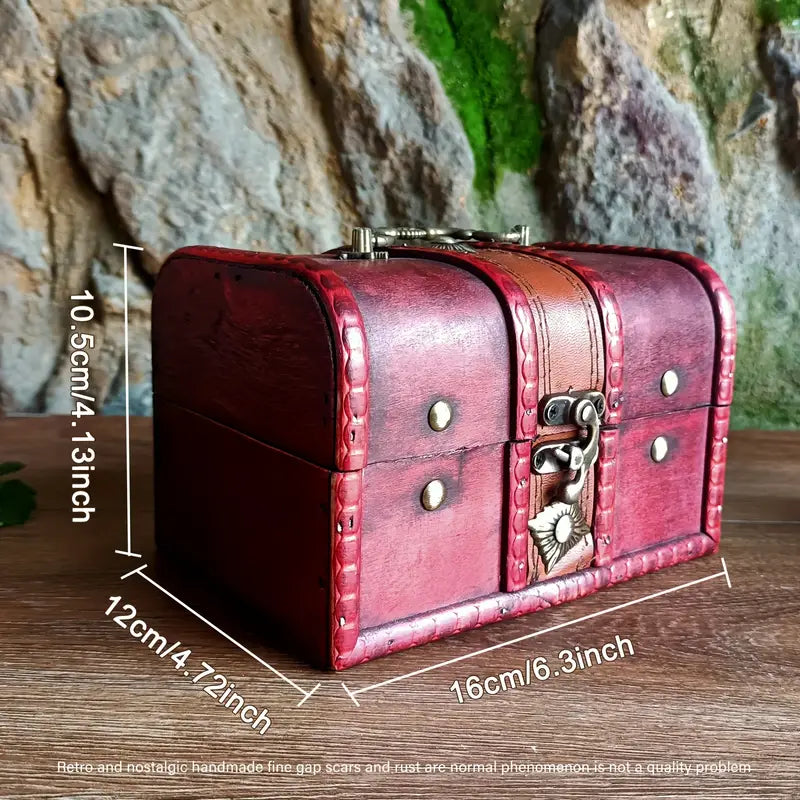 Vintage Wooden Box with Metal Lock