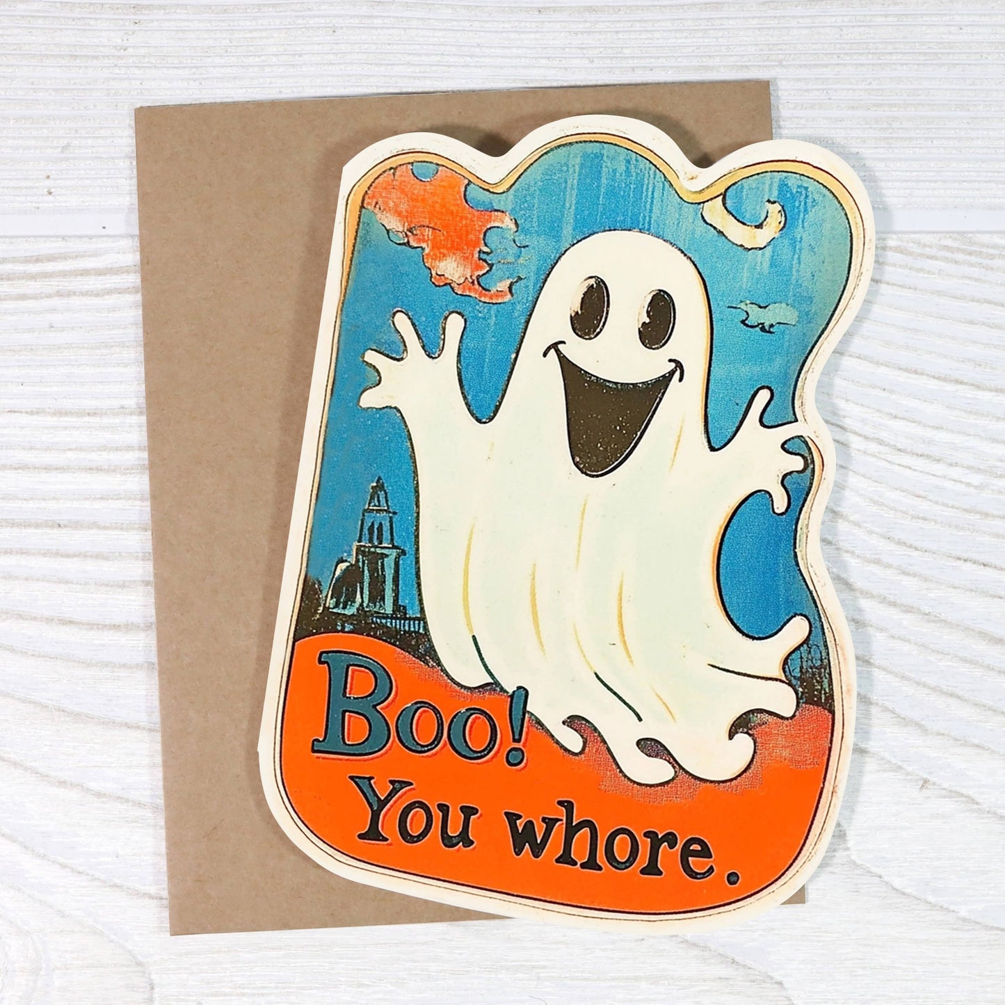 Funny Ghost Halloween Card - Boo You Whore