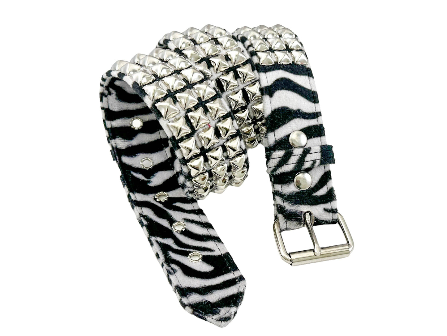 Leopard Fuzzy Fabric Studded Belt