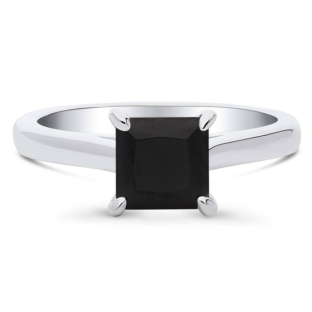 Sterling Silver Solitaire Promise Black CZ Ring
