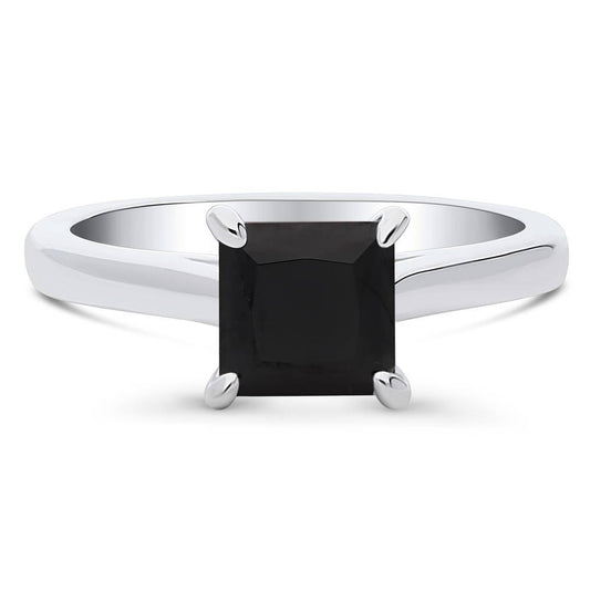 Sterling Silver Solitaire Promise Black CZ Ring