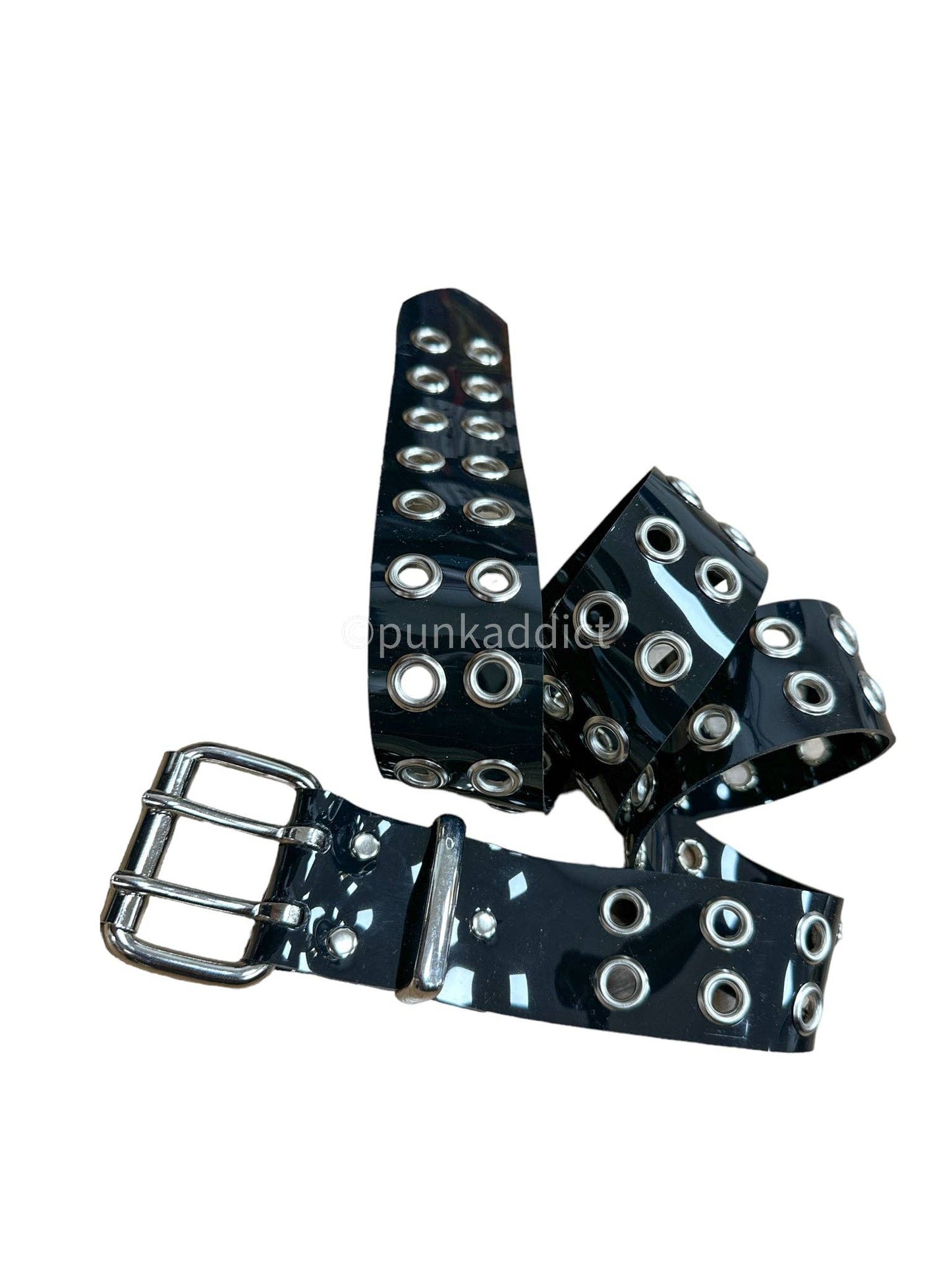 Blk Pvc Vnyl Black Grommet Belt
