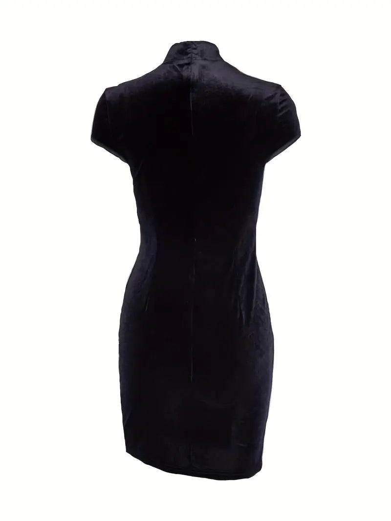 Nightshade Elegance: Black Qipao Dress