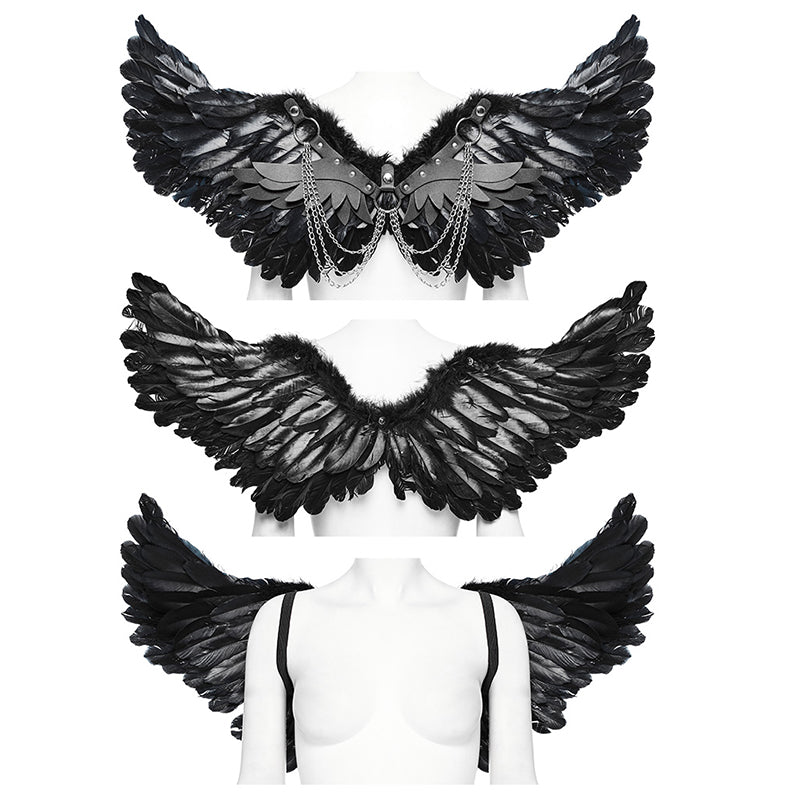 Vivid Demon Feather Wings Elastic Rubber Straps Artificial Feathers And Leather Feather Wing Harness