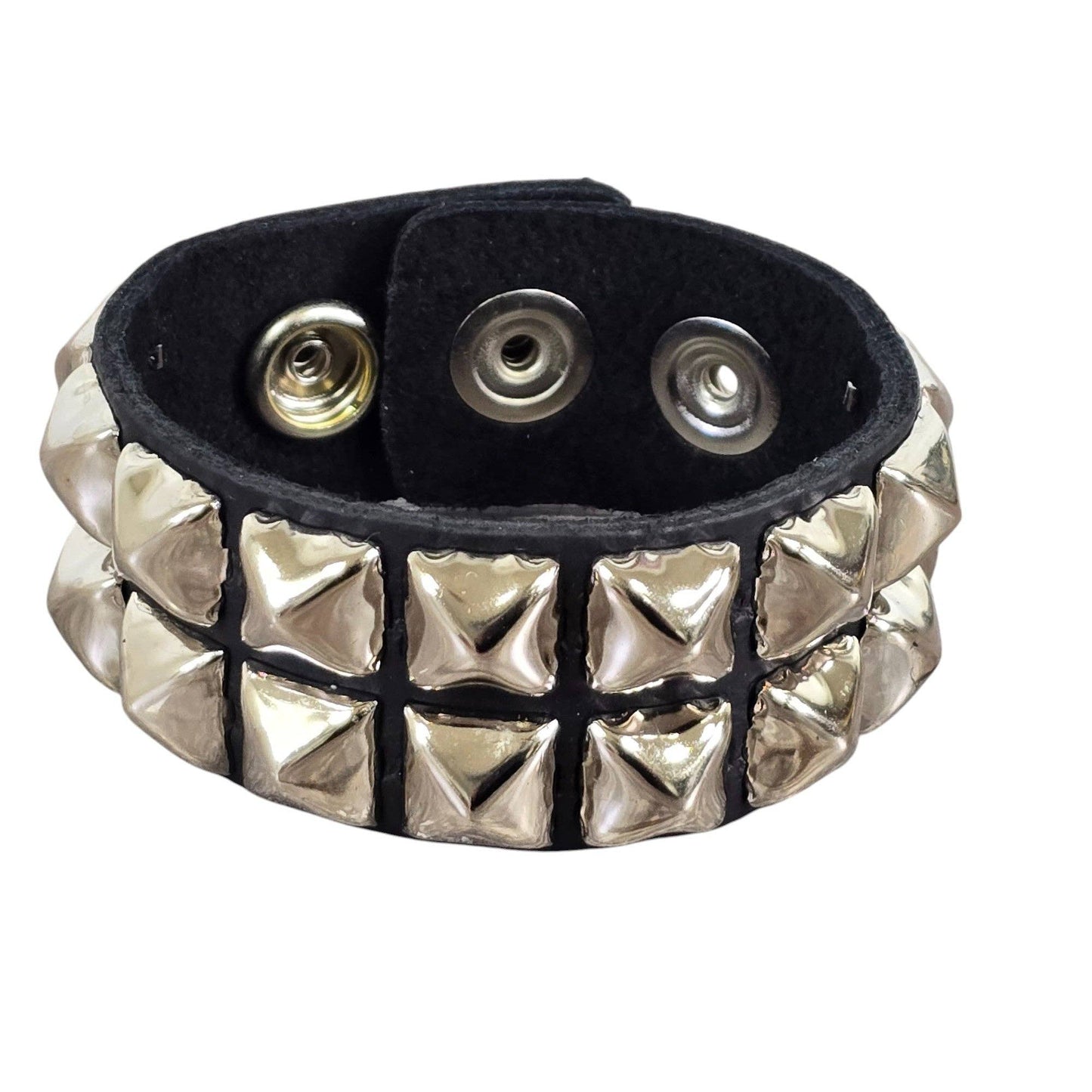 Pyramid Studded Leather Snap Bracelet