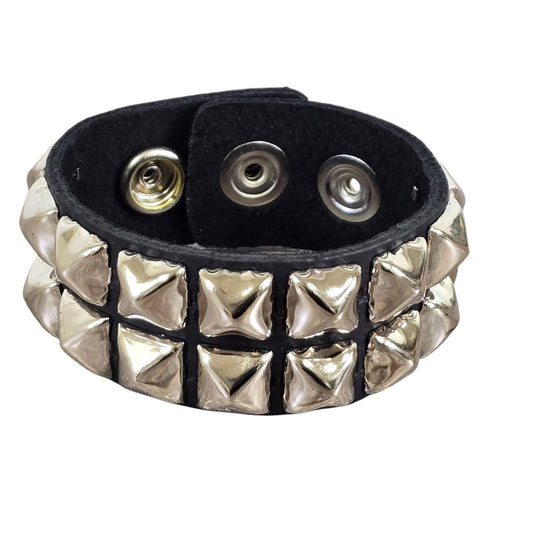 Pyramid Studded Leather Snap Bracelet