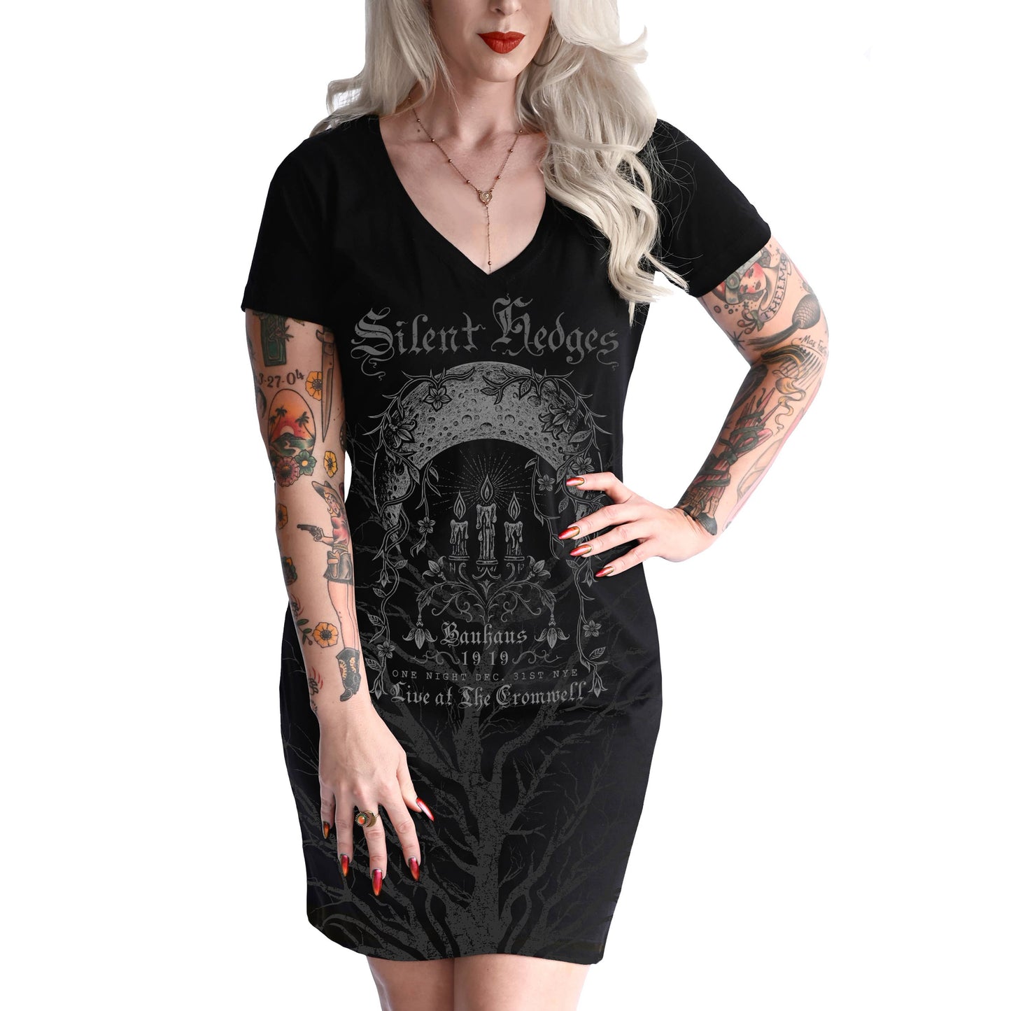SILENT HEDGES V-NECK DRESS