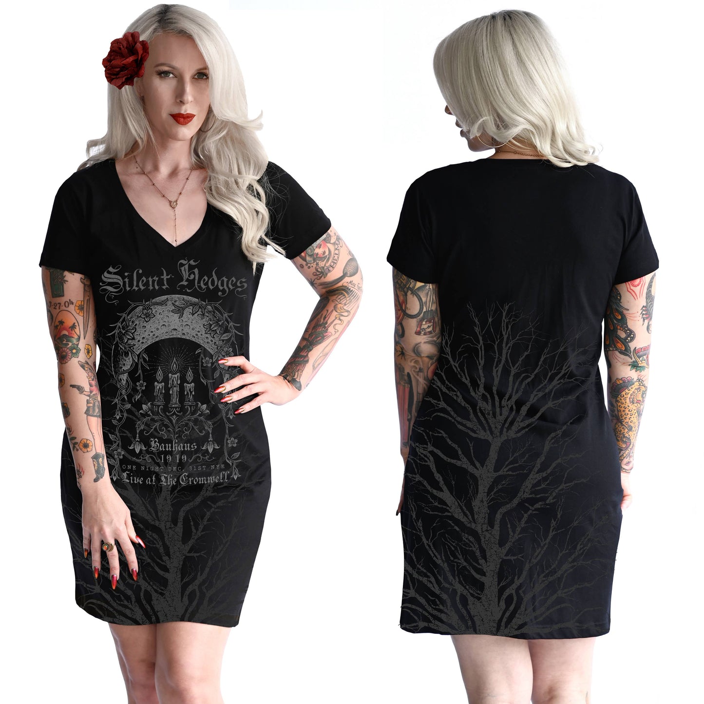 SILENT HEDGES V-NECK DRESS