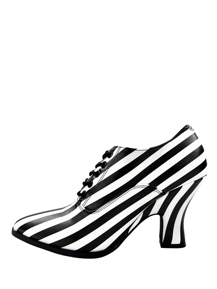 Victoria Stripe Heel - Black/White