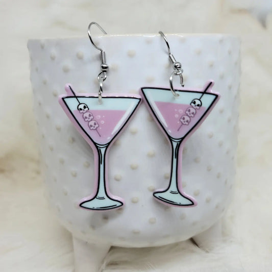 Pastel Goth Eyeball Martini Earrings Yes