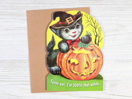 Vintage Funny Halloween Card - I'm 100% That Witch