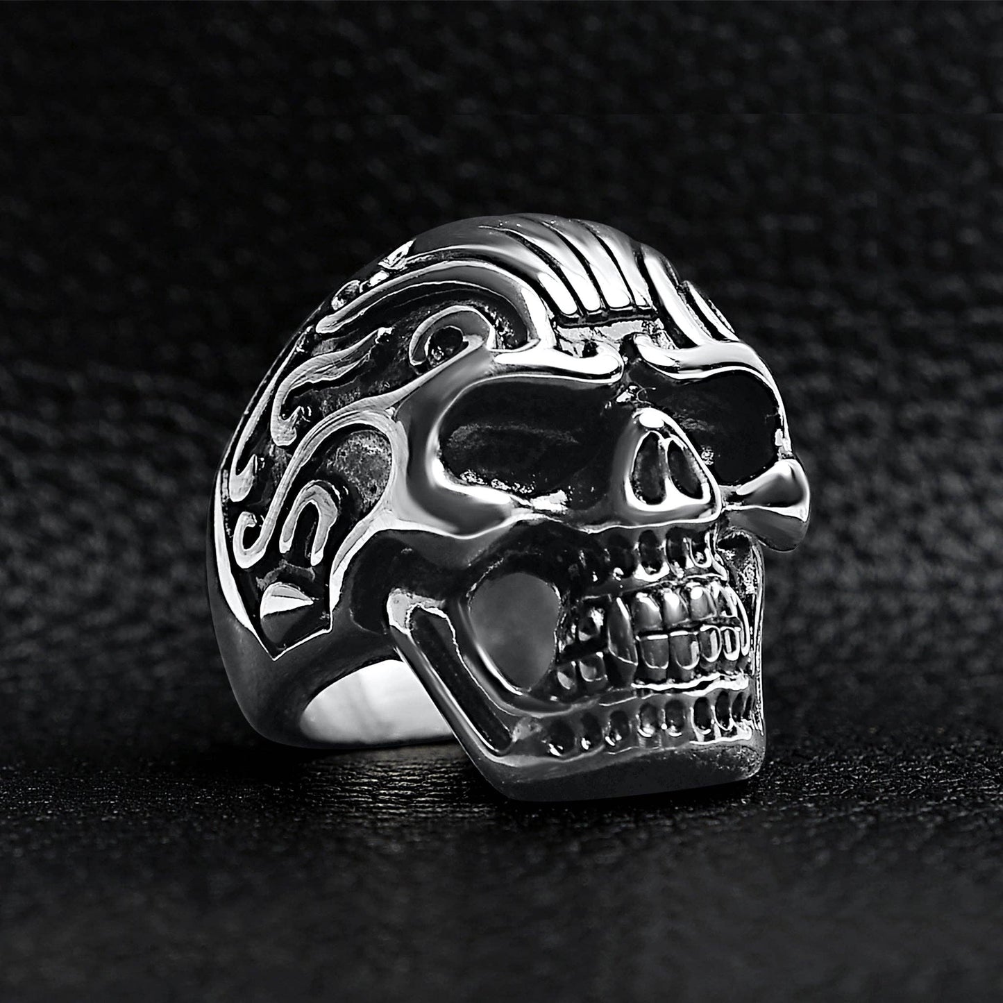 Detailed Stainless Steel Skull Ring