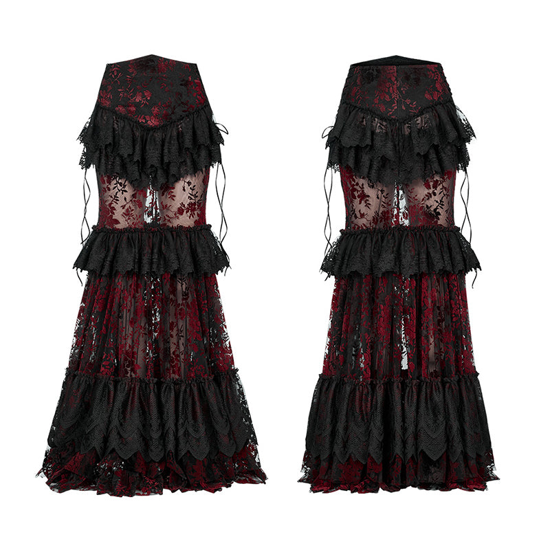 Gorgeous Gothic Sexy Perspective Fishtail Skirt Lace Embroidery Gown Skirt