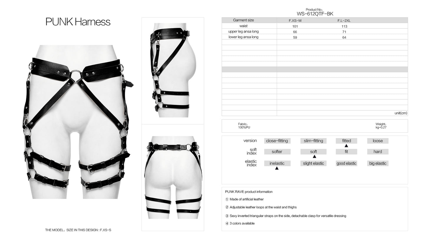 Sexy Inverted Triangular Straps On The Side, Detachable Clasp For Versatile Dressing Artificial Leather Punk Harness