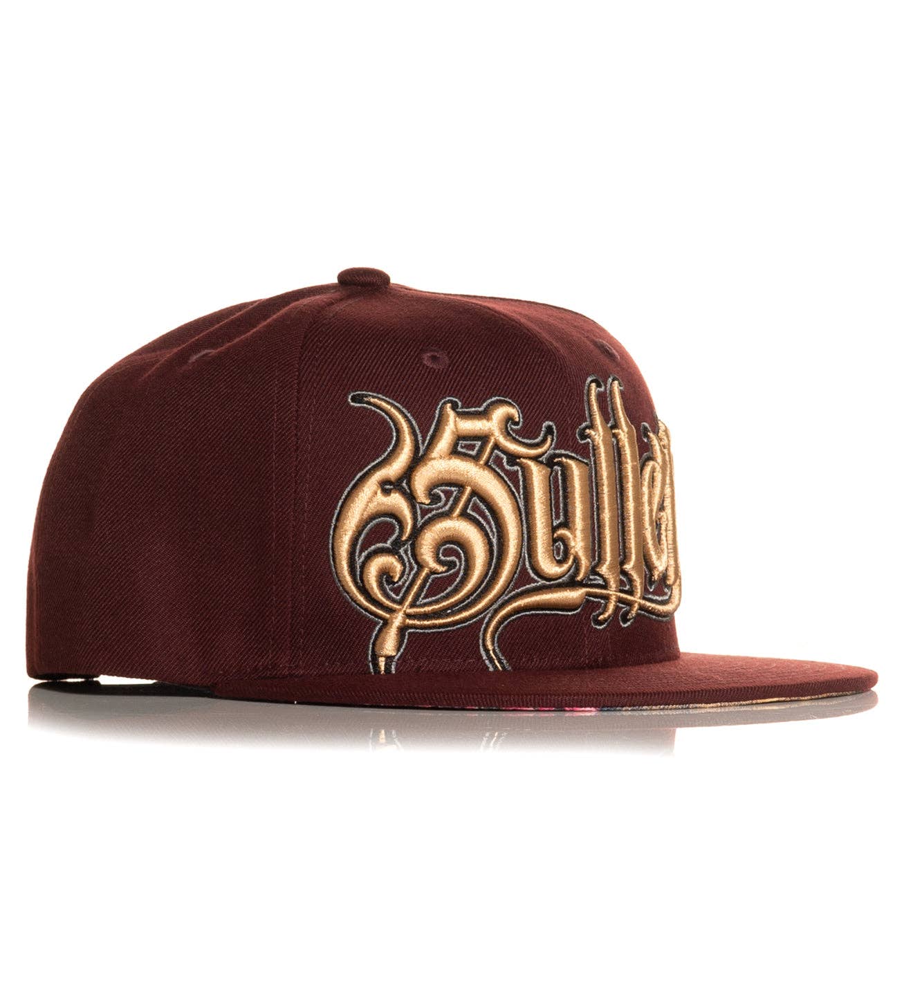 Maroon Crow Skull Snapback Hat