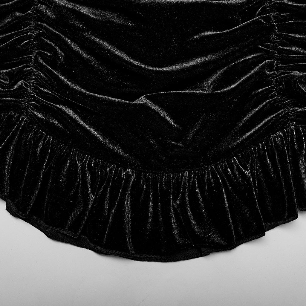 Gothic Drawstring Sheath Velvet Short Skirt