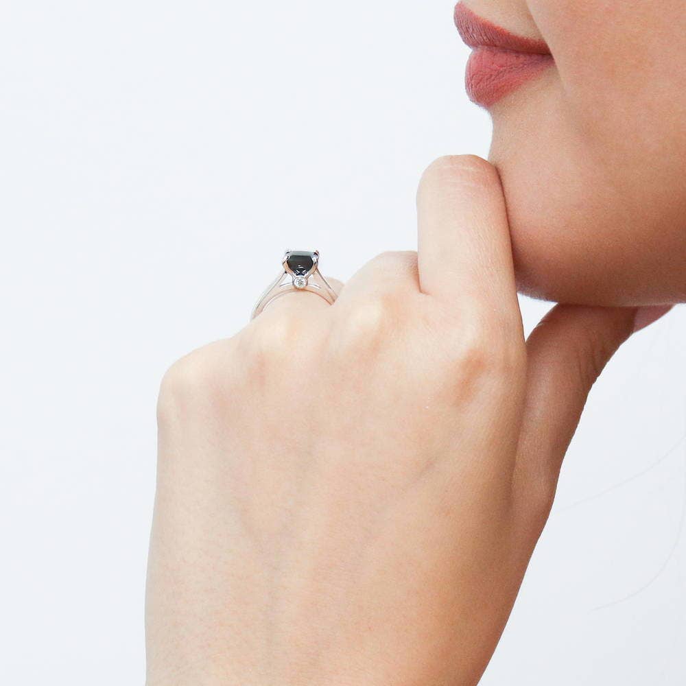 Sterling Silver Solitaire Promise Black CZ Ring