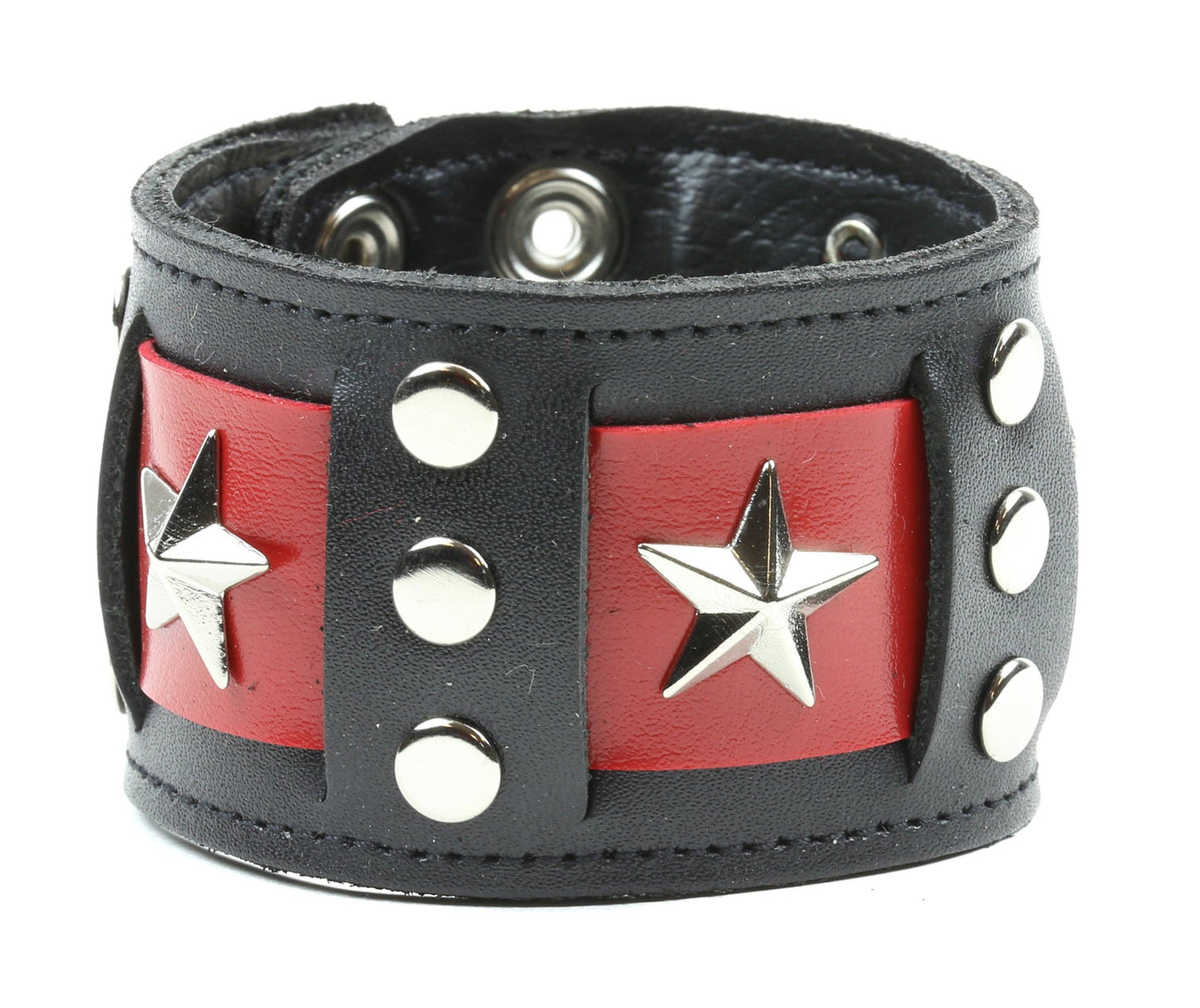 Riveted Red Band Bracelet with 3 stars