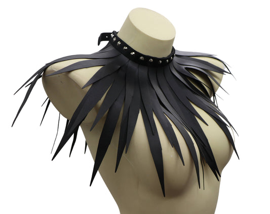 Biker Studded Fringed Choker