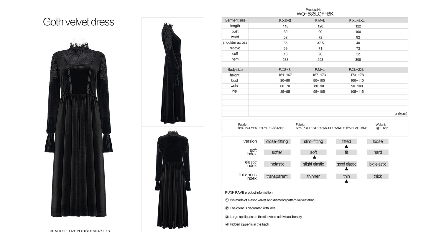 Gothic Velvet Elegant Long Dress