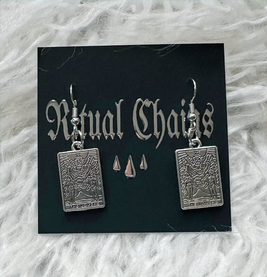 Silver Tarot Charm Earrings