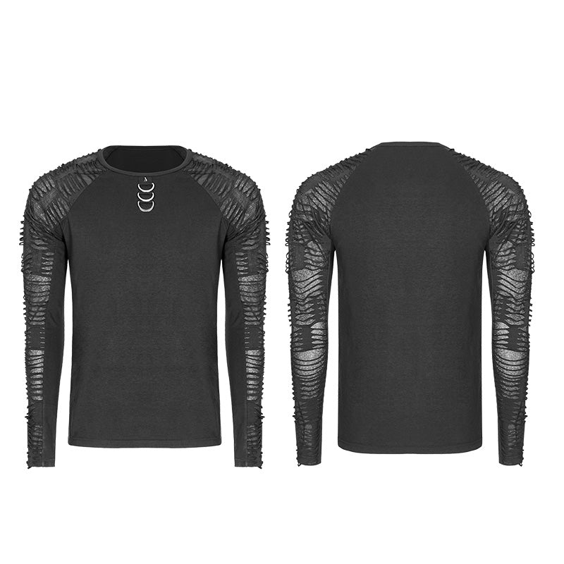 Midnight Comfort: Black Men's Long Sleeve Shirt