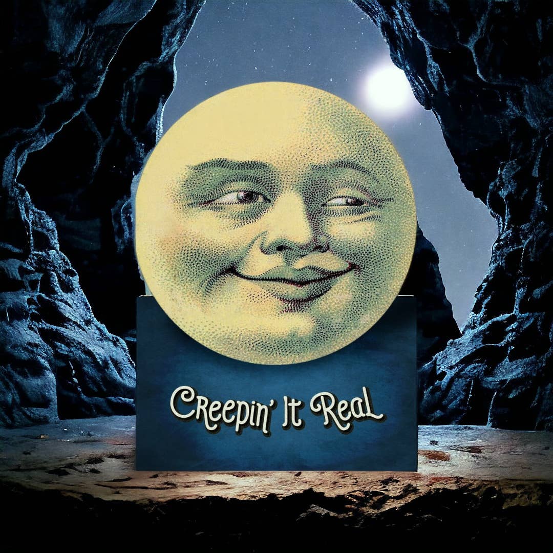 Halloween Card - Creepin' It Real - Funny Vintage Moon