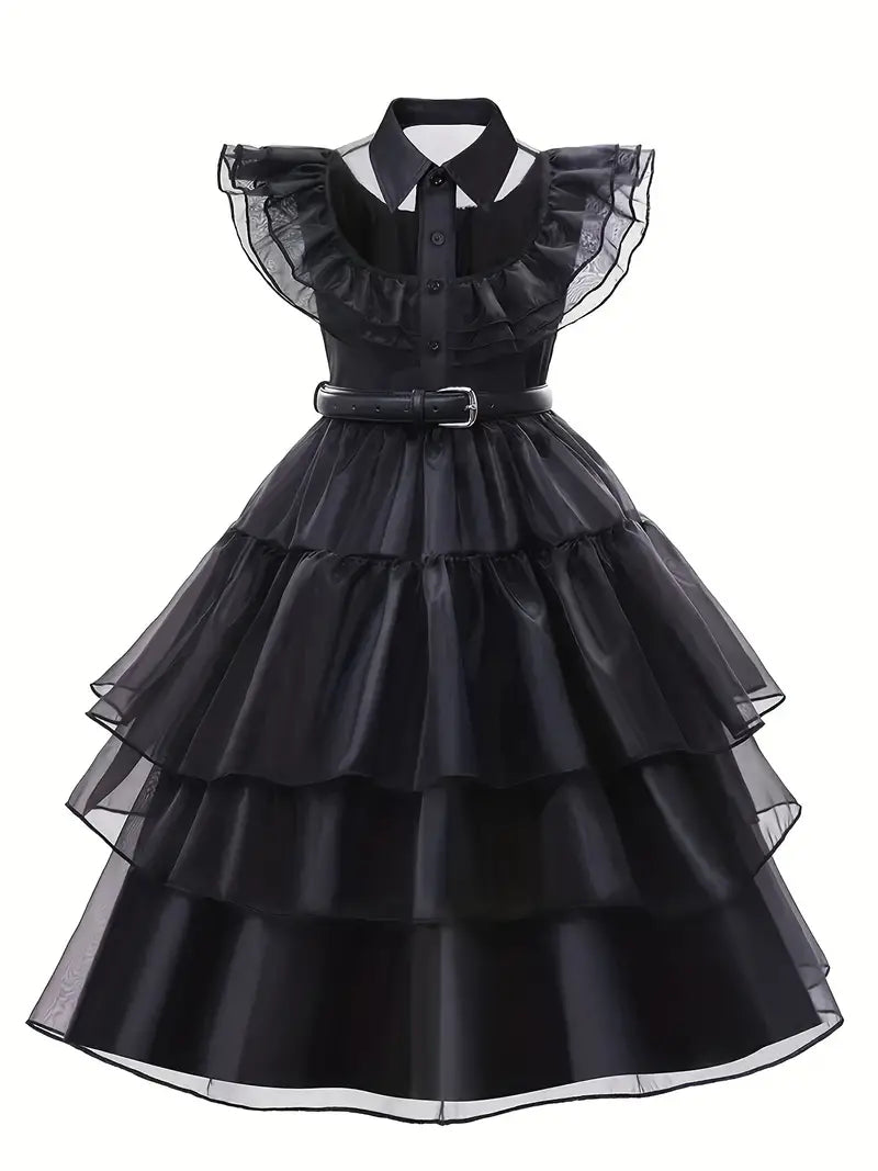 Gothic Darling Ensemble: 4-Piece Costume Set for Children