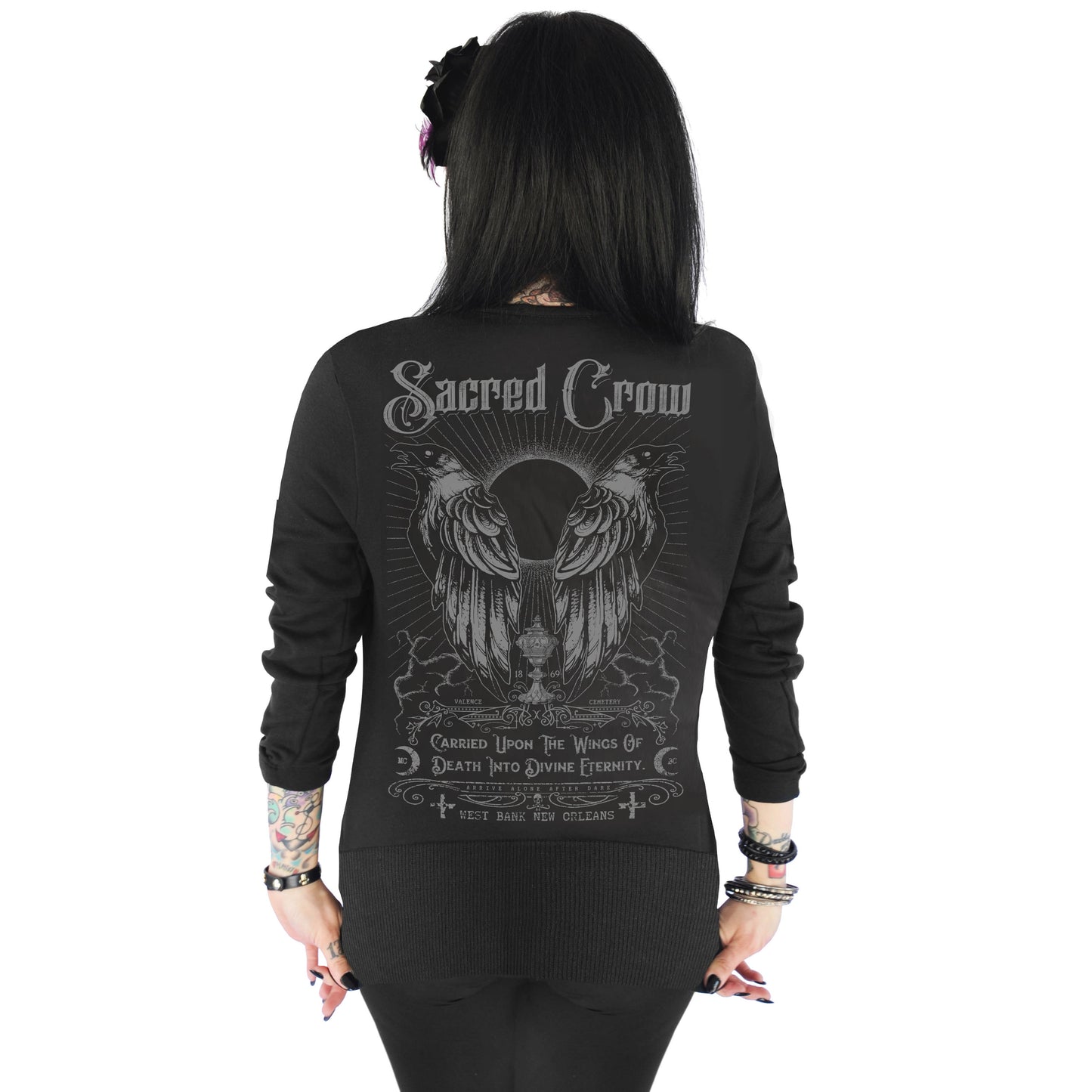 SACRED CROW WOMEN'S V-NECK CARDIGAN