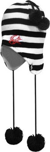 Hat - Sourpuss - Striped Sparrow Trapper With Pom Poms