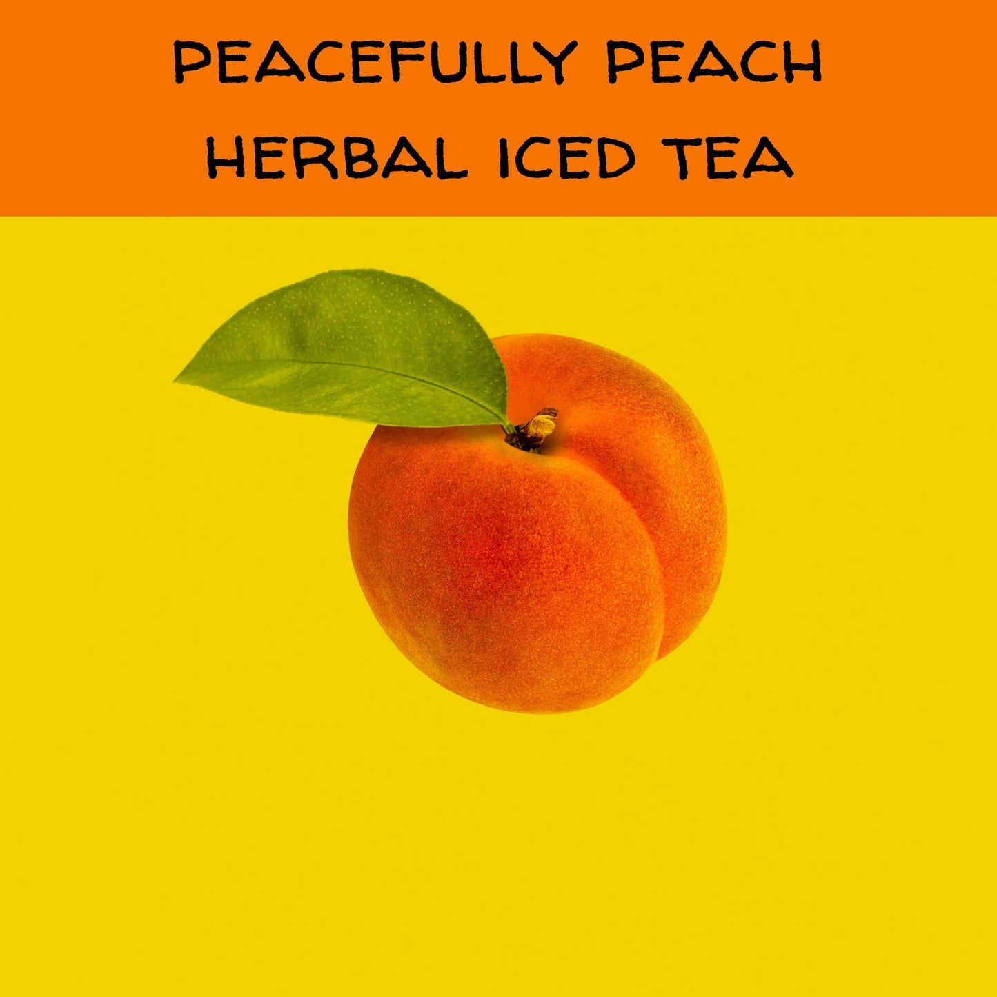 Peacefully Peachy Herbal Iced Tea Bags, available in quantities of 1, 6 or 12 quart size pouches