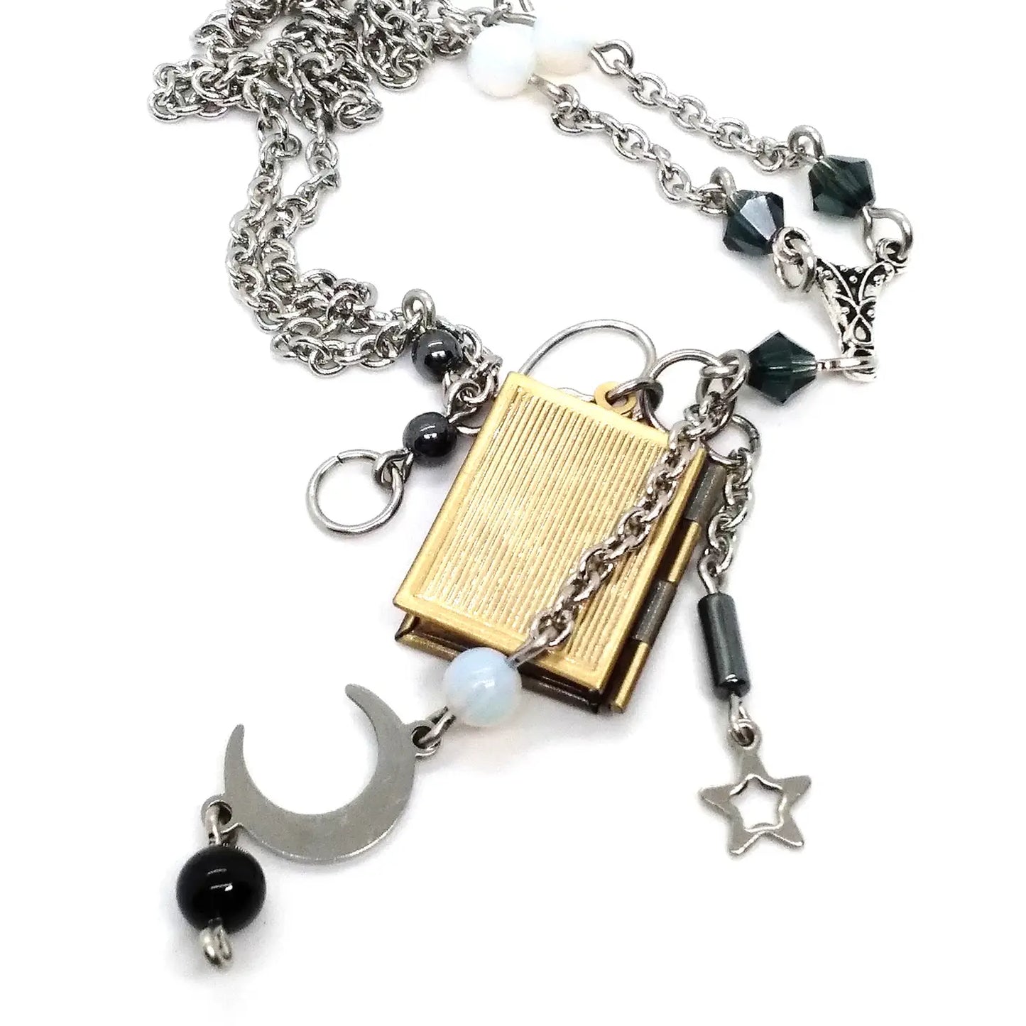 Astro Grimoire: Celestial Spellbook Locket Charm Necklace