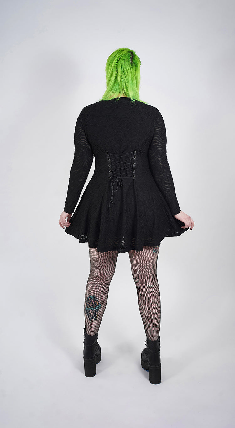 Punk Mystery Oversize Long Sleeve V neck Dress