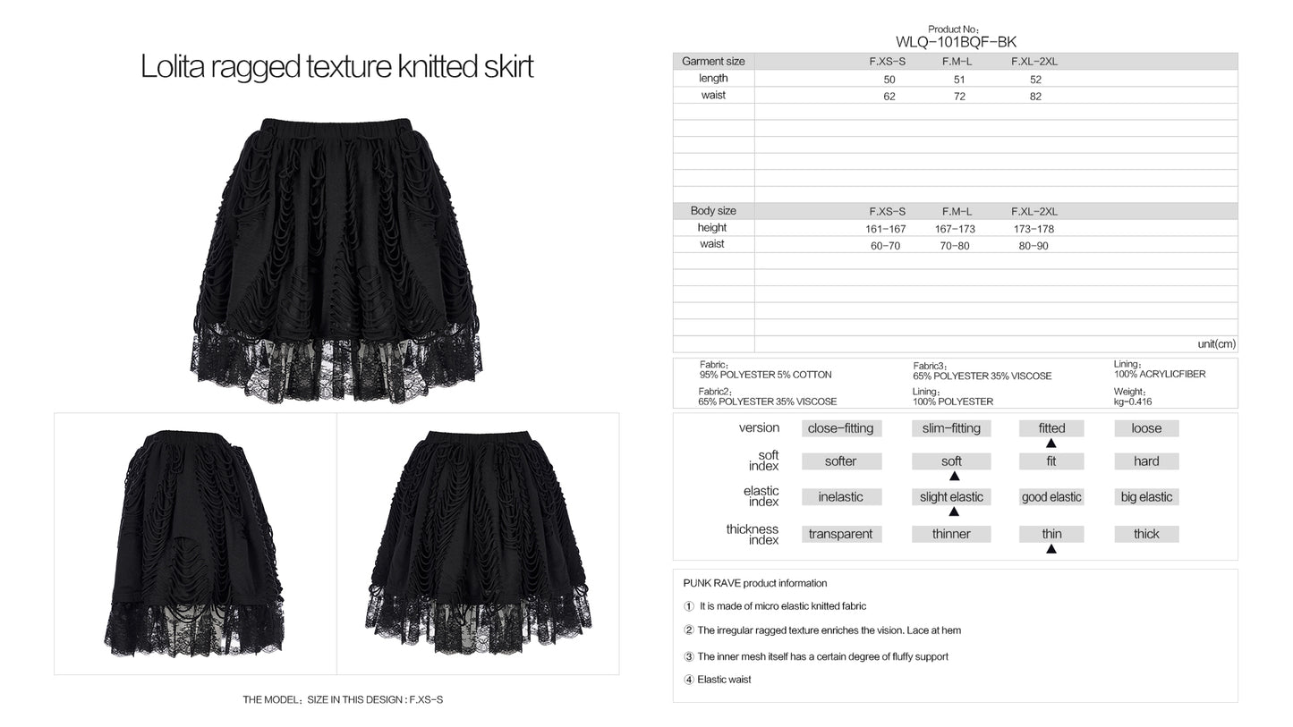 Lolita Ragged Texture Knitted Skirt