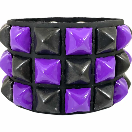 Checkered Studded Bracelet/ Purple