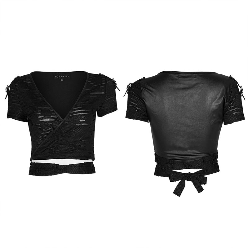 Punk bandage short sleeve T-shirt