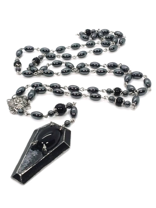 Shadowed Solace: Coffin Rosary with Onyx